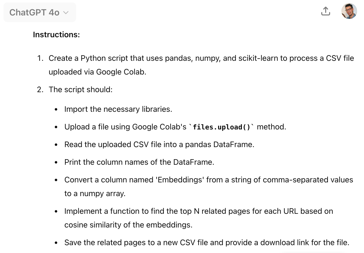 ChatGPT code screenshot for the related-pages script